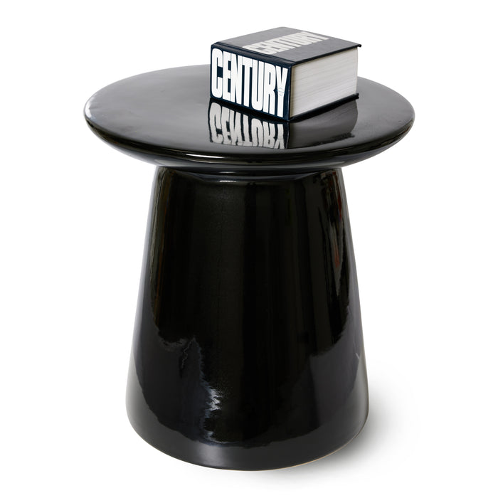 HKliving Earthenware Bijzettafel M - Glossy Black