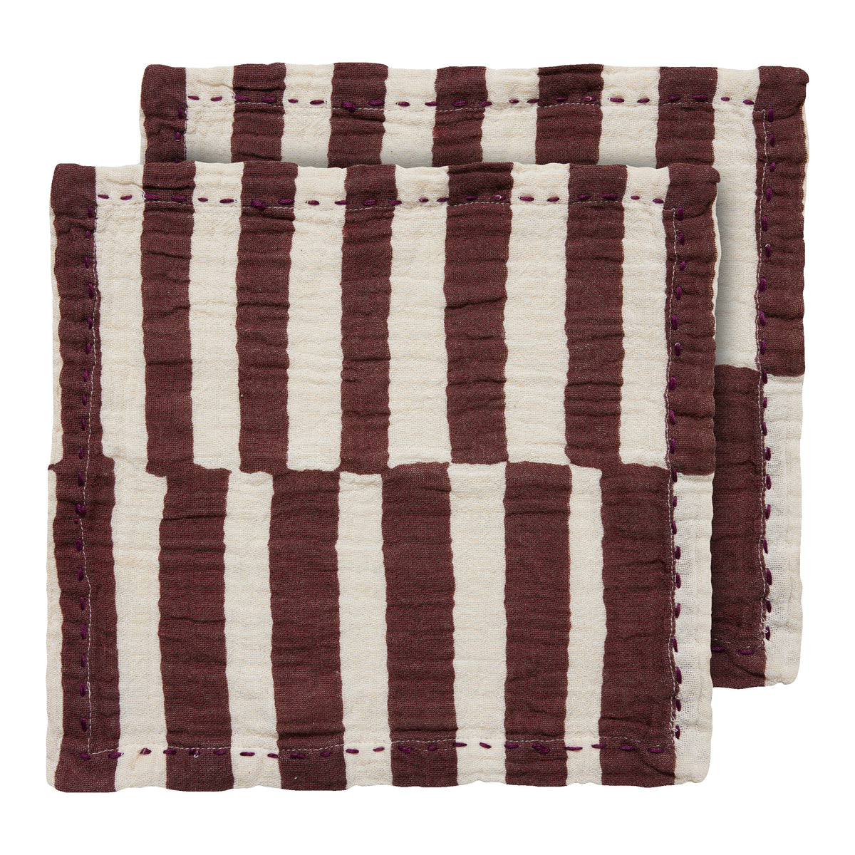 HKliving Striped Burgundy Servetten - Set van 2