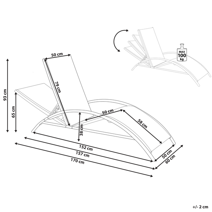 Beliani - GAETA - Zonnenbed - Beige - Staal