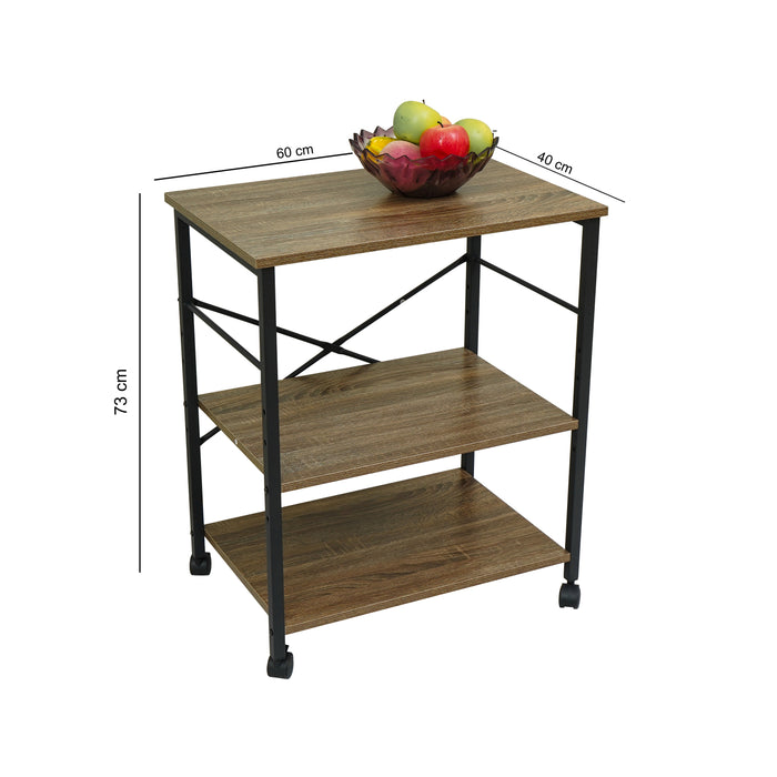 Furnilux - Keuken rek op Wielen - 3 Niveaus - 60 x 40 x 73 cm