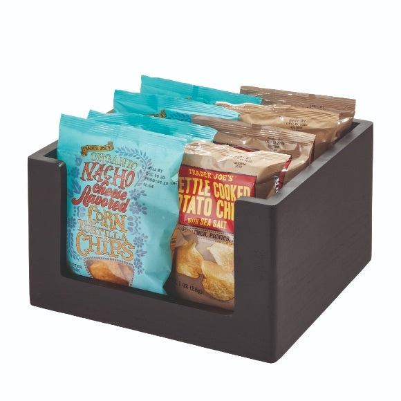 Opbergbox, Open, 25.5 x 25.5 x 15 cm, Paulownia Hout, Zwart - iDesign