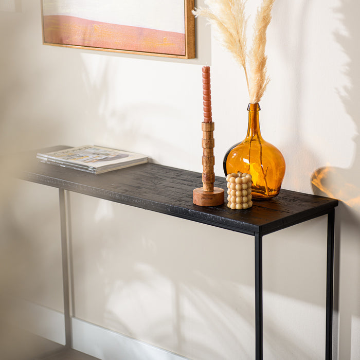 Duverger® Teaky Blinders - Sidetable - teak - stalen frame - zwart