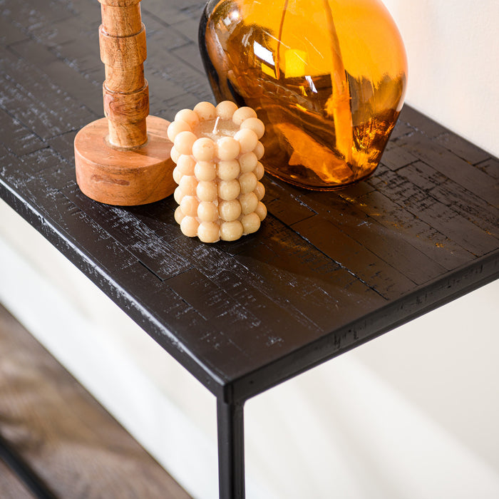 Duverger® Teaky Blinders - Sidetable - teak - stalen frame - zwart