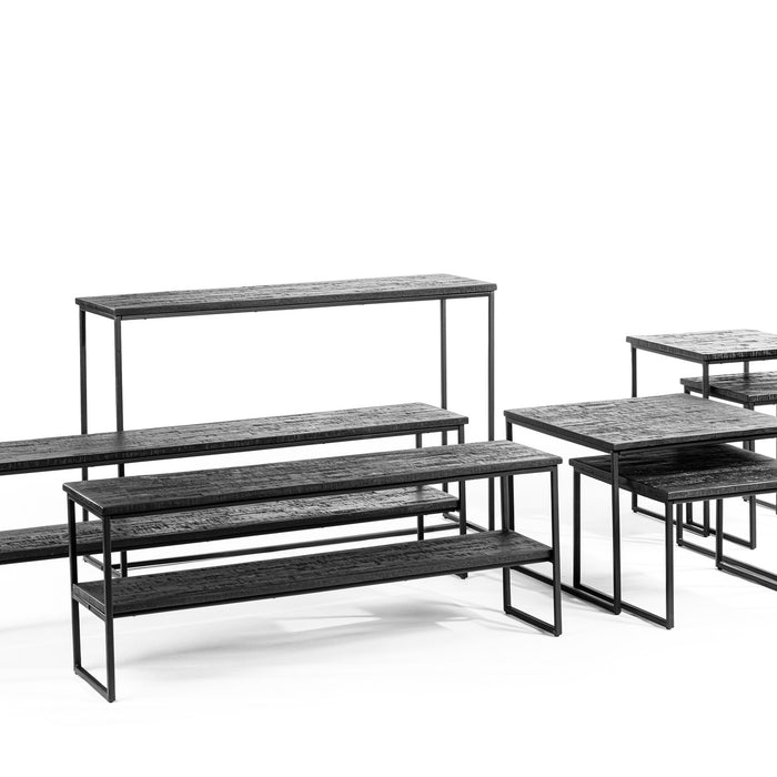 Duverger® Teaky Blinders - Sidetable - teak - stalen frame - zwart