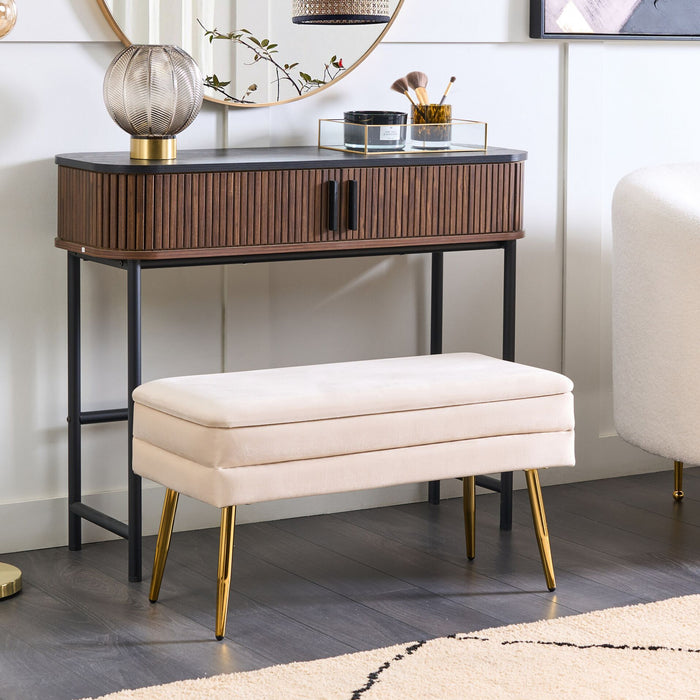 Beliani - DURHAM - Bankje - Off-white - Fluweel