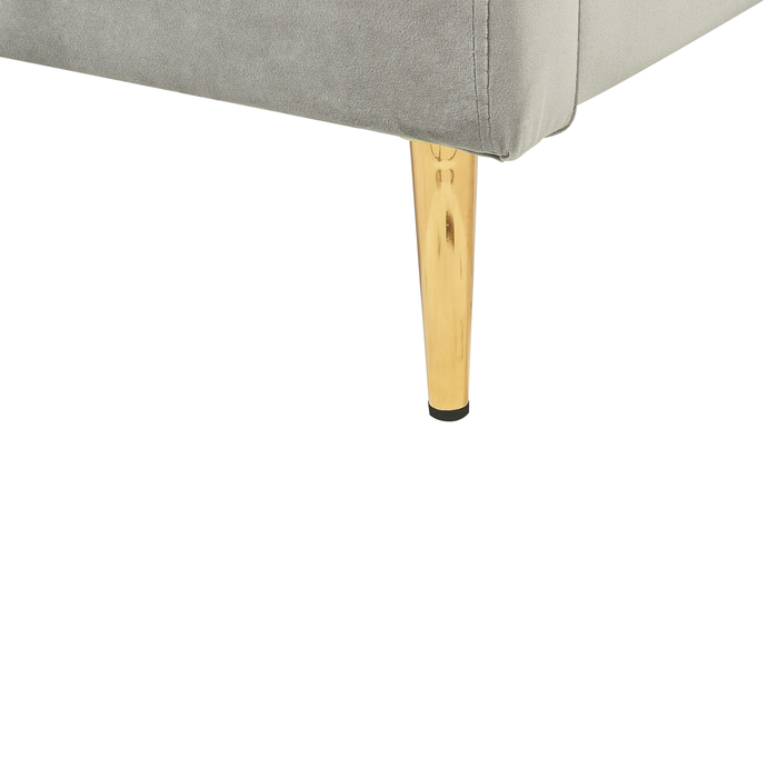 Beliani-CHALEIX -Tweepersoonsbed-Lichtgrijs-140 x 200 cm-Fluweel