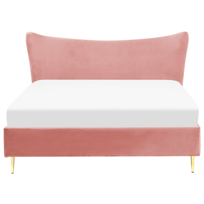 Beliani - CHALEIX  - Tweepersoonsbed - Perzik - 160 x 200 cm - Fluweel