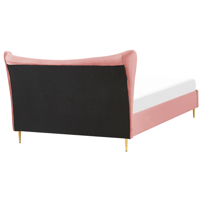 Beliani - CHALEIX  - Tweepersoonsbed - Perzik - 160 x 200 cm - Fluweel