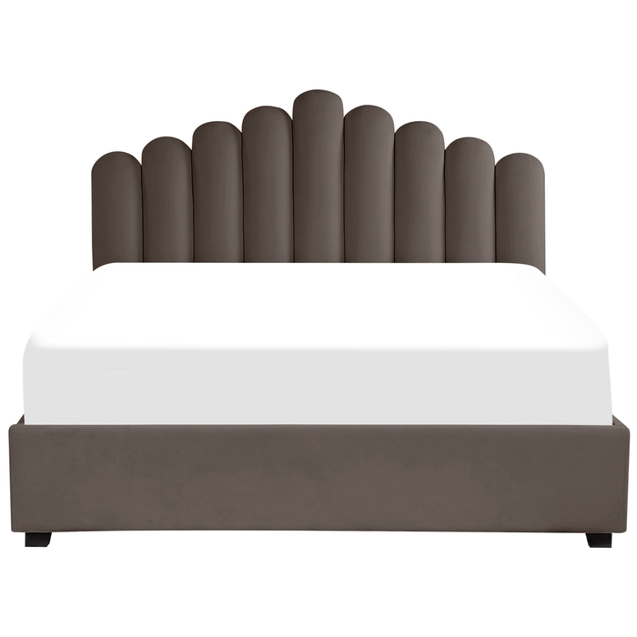 Beliani-VINCENNES -Tweepersoonsbed-Taupe-180 x 200 cm-Fluweel