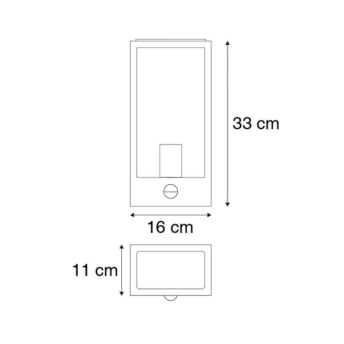 QAZQA Set van 2 buiten wandlampen zwart met bewegingsmelder -