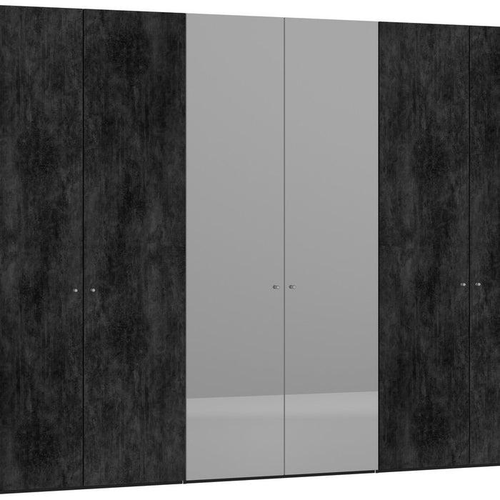 Jutzler Grafiet | Donker Spiegel Draaideurkast 6 deuren