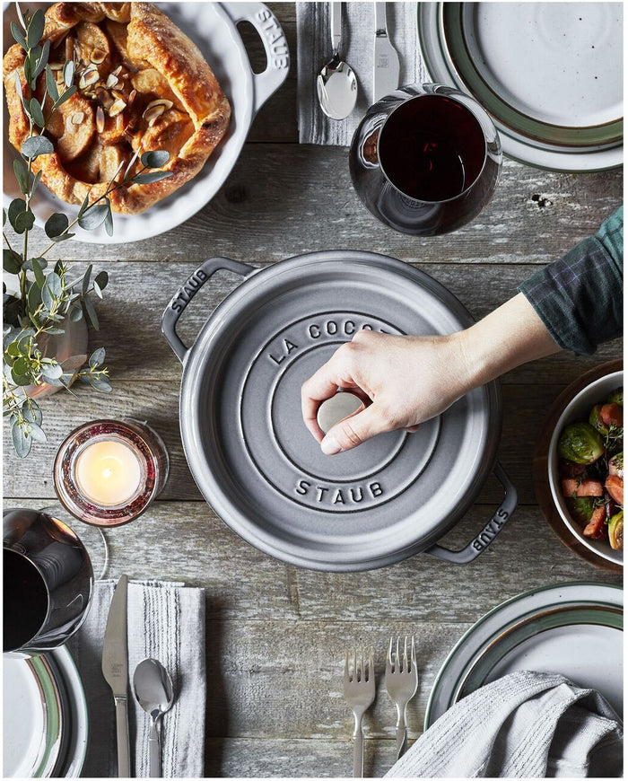 Staub Ronde cocotte 22 cm - grafietgrijs