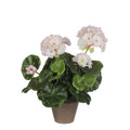 Mica Decorations Geranium Kunstplant - H34 x Ø20 cm - Wit, roze