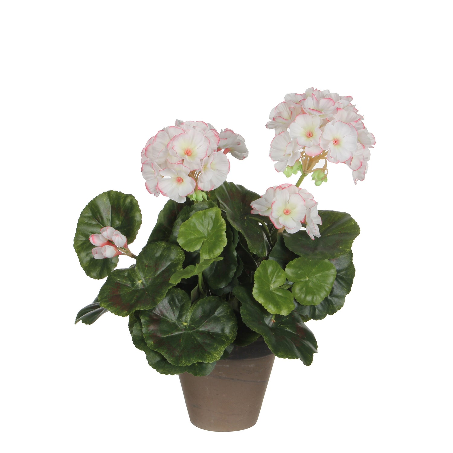 Mica Decorations Geranium Kunstplant - H34 x Ø20 cm - Wit, roze
