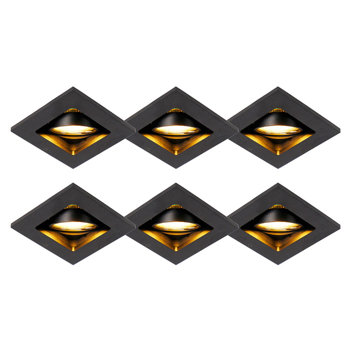 QAZQA Set van 6 moderne inbouwspots zwart verstelbaar - Qure