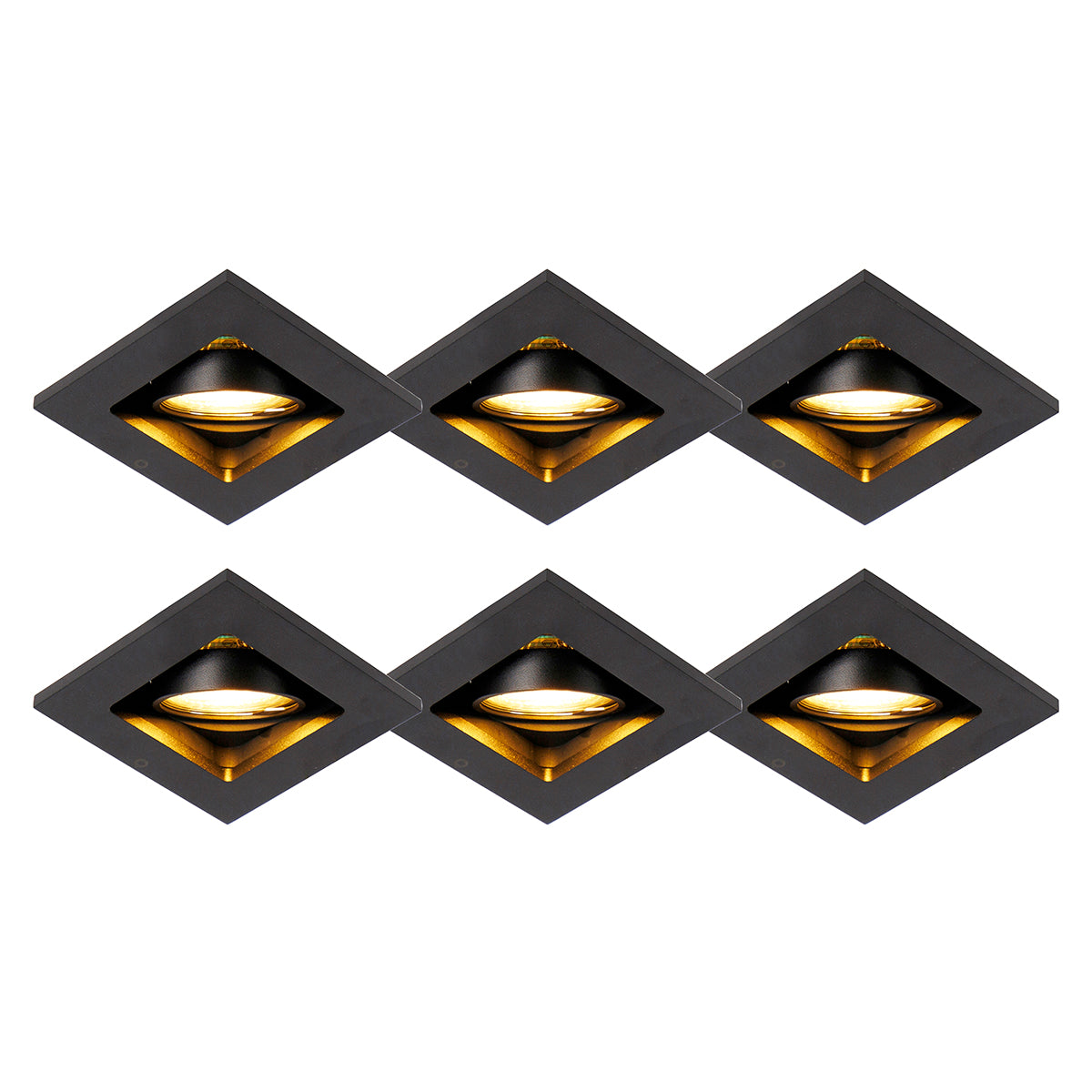 QAZQA Set van 6 moderne inbouwspots zwart verstelbaar - Qure