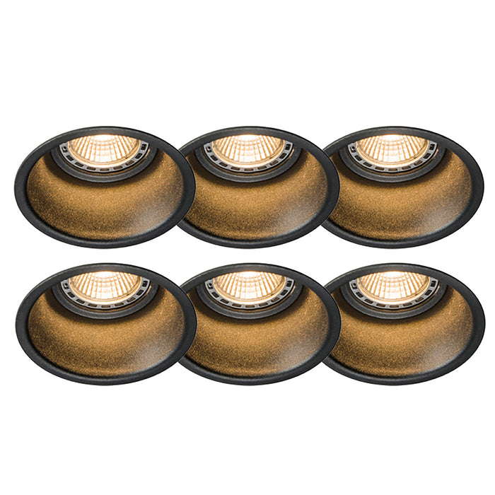 QAZQA Set van 6 moderne inbouwspots zwart - Dept