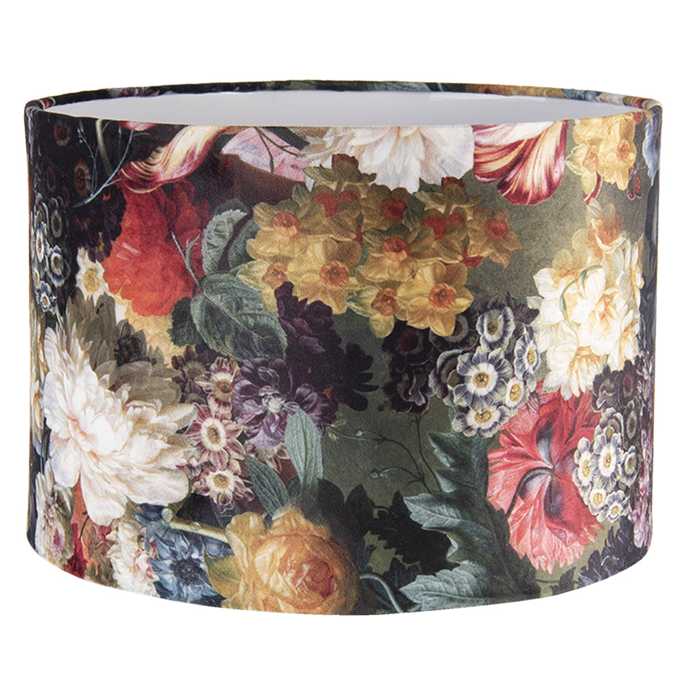 Clayre & Eef Lampenkap Hanglamp Ø 34x24 cm Zwart Geel Textiel Bloemen