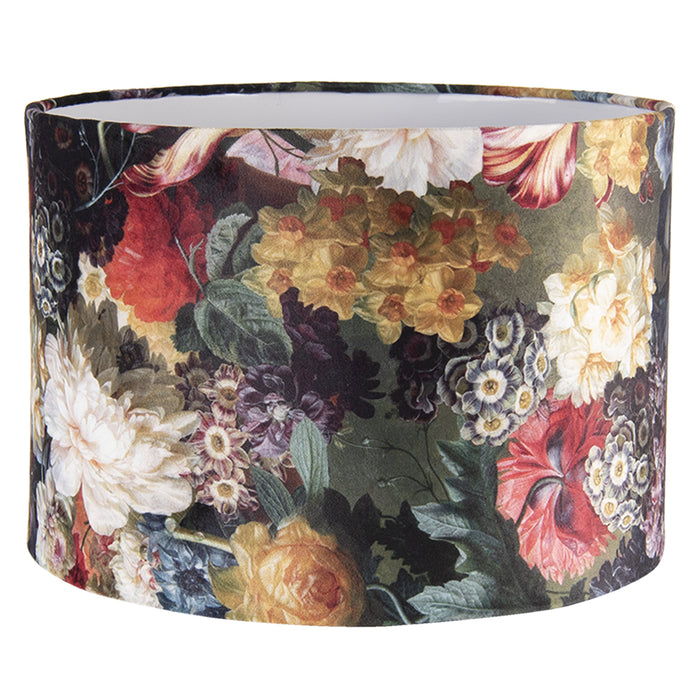 Clayre & Eef Lampenkap Hanglamp Ø 34x24 cm Zwart Geel Textiel Bloemen