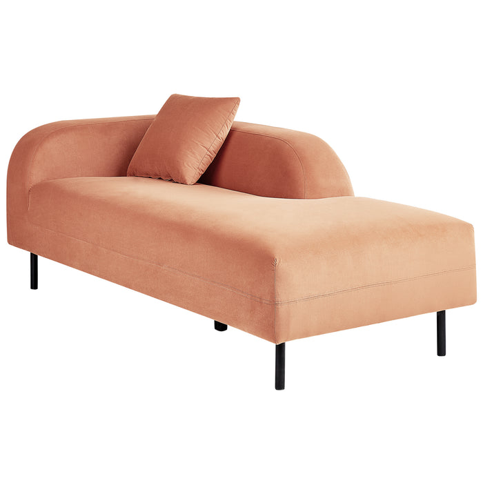 Beliani - LE CRAU - Chaise longue - Perzik - Linkerzijde - Fluweel