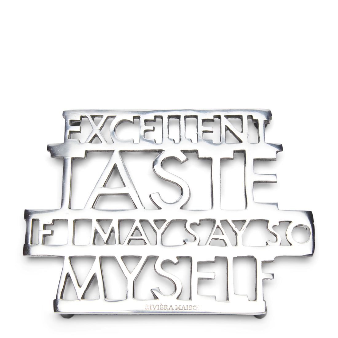 Riviera Maison onderzetter voor pannen tekst - Excellent taste Zilver