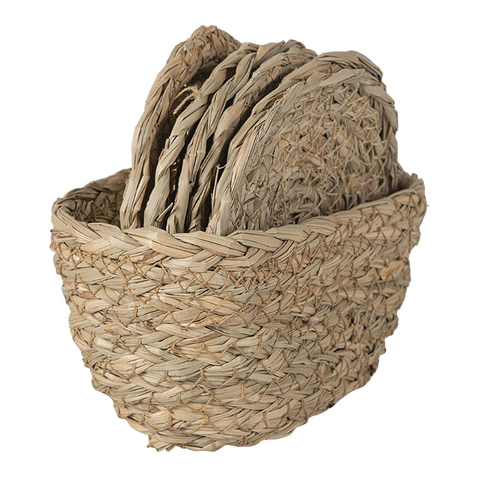 Clayre & Eef Onderzetters voor Glazen Ø 12 cm Bruin Zeegras