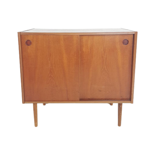 Reliving Vintage Deens Teak Houten Dressoirtje Schuifdeuren Kastje