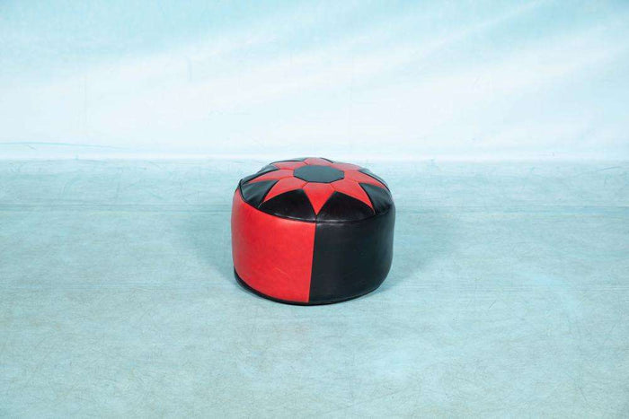 Reliving Vintage Jaren 60 Patchwork Ronde Poef, Retro Voetenbank