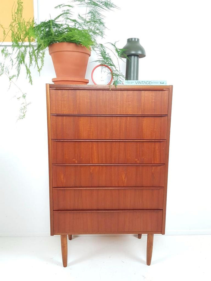 Reliving Vintage Deense Teak Houten Ladekast 6 Laden Kast