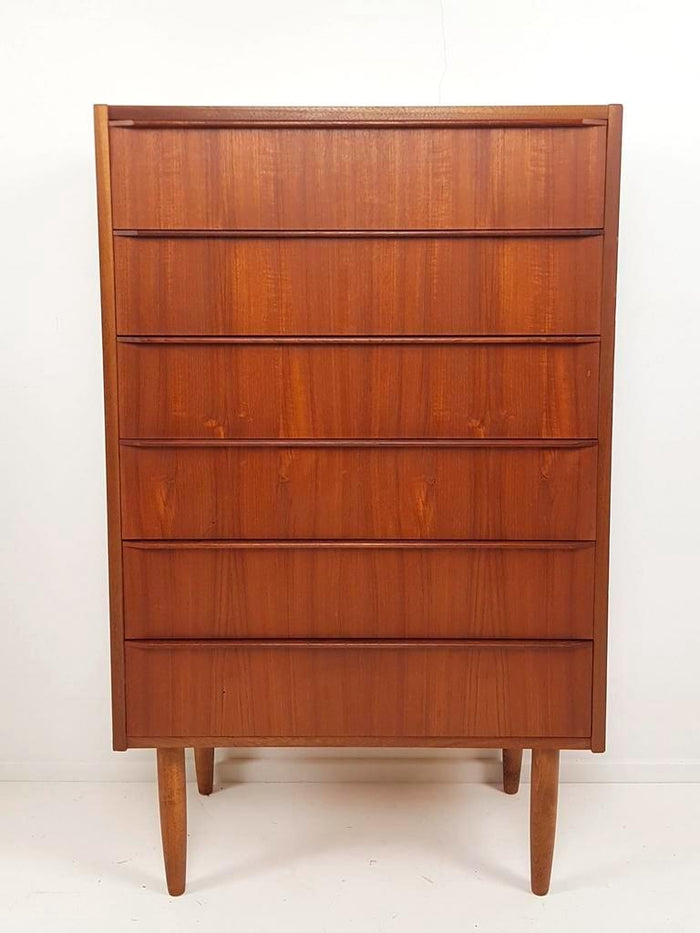 Reliving Vintage Deense Teak Houten Ladekast 6 Laden Kast