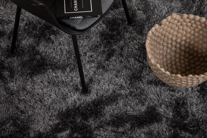 Hioshop Shiva vloerkleed Ø200 cm polyester grijs.