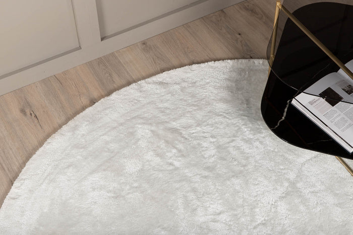 Hioshop Blanca vloerkleed Ø200 cm polyester wit.