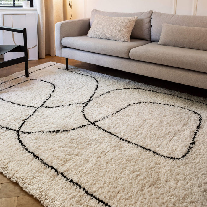 Interieur05 Hoogpolig Vloerkeed Lines wit - 160 x 230 cm