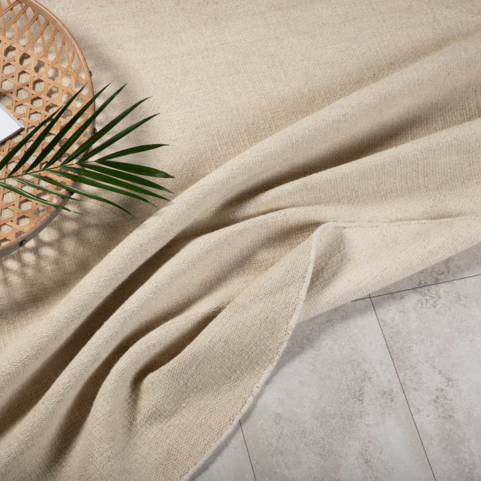 Hioshop Jaipur vloerkleed Ø200 cm wol beige.