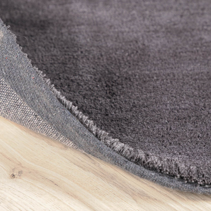 Hioshop Undra vloerkleed Ø200 cm polyester donkergrijs.