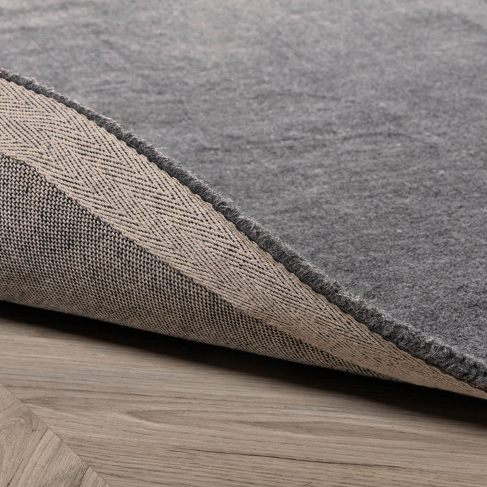 Hioshop Ulla vloerkleed Ø200 cm wol donkergrijs.