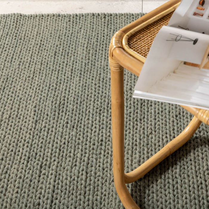 Hioshop Marta vloerkleed 350x250 cm wol lichtgroen.