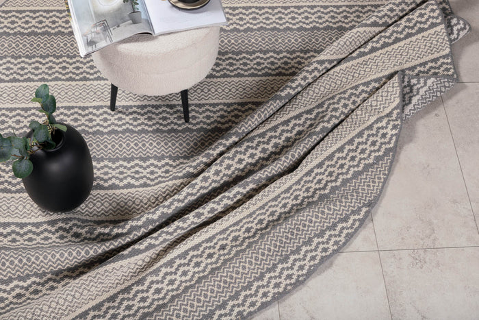 Hioshop Sishu vloerkleed Ø200 cm wol lichtgrijs.