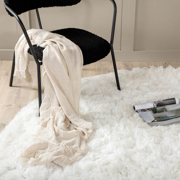 Hioshop Grace vloerkleed Ø200 cm polyester wit.