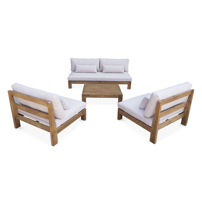 sweeek - Houten loungeset premium, 5 zitplaatsen