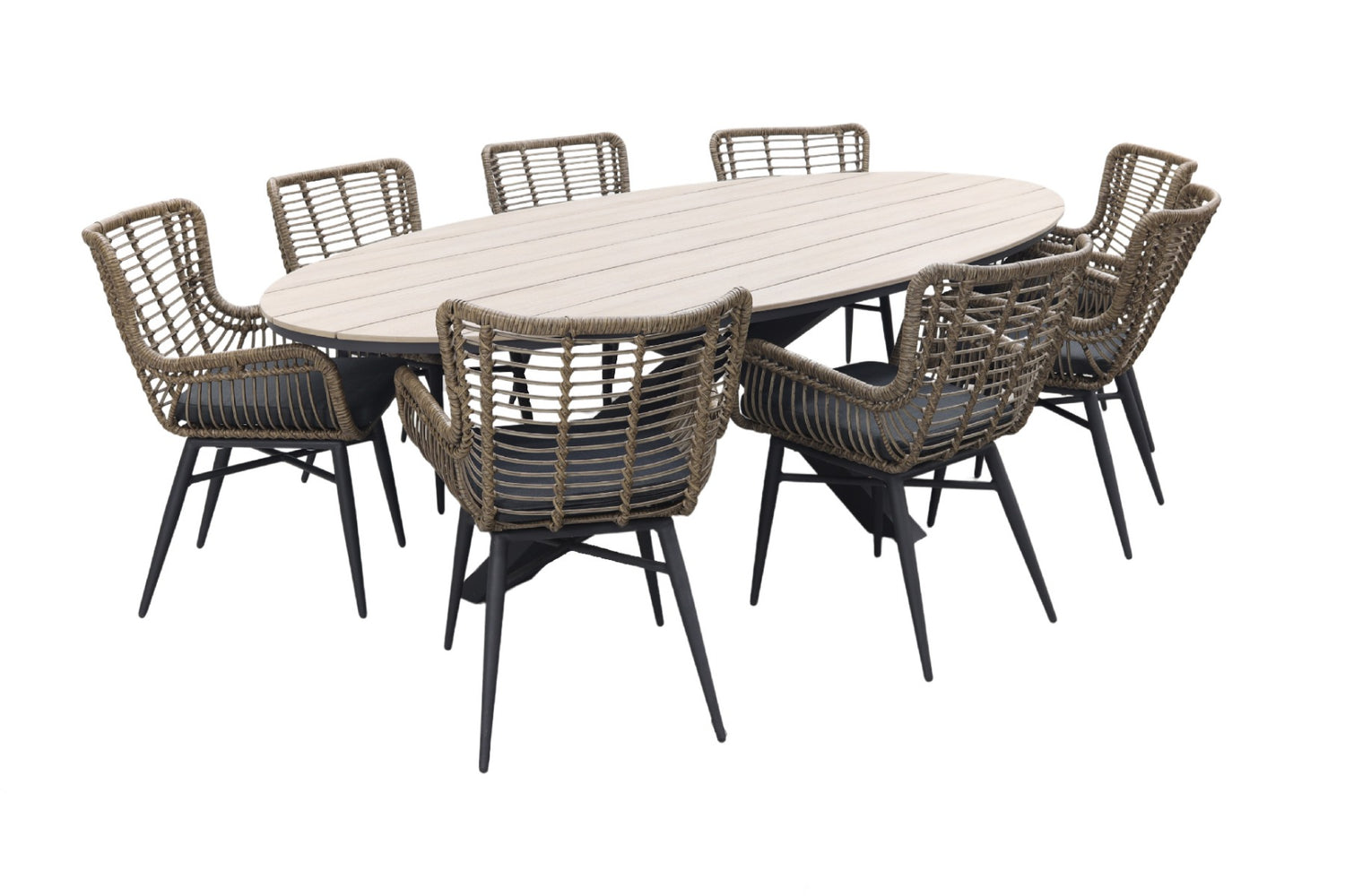 Garden Impressions Jasmine Natural|Edison 280x140 cm. - ovale tuinset