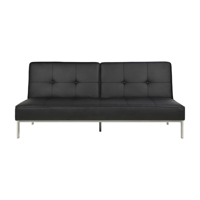 Hioshop Slaapbank Per zwart lederlook.