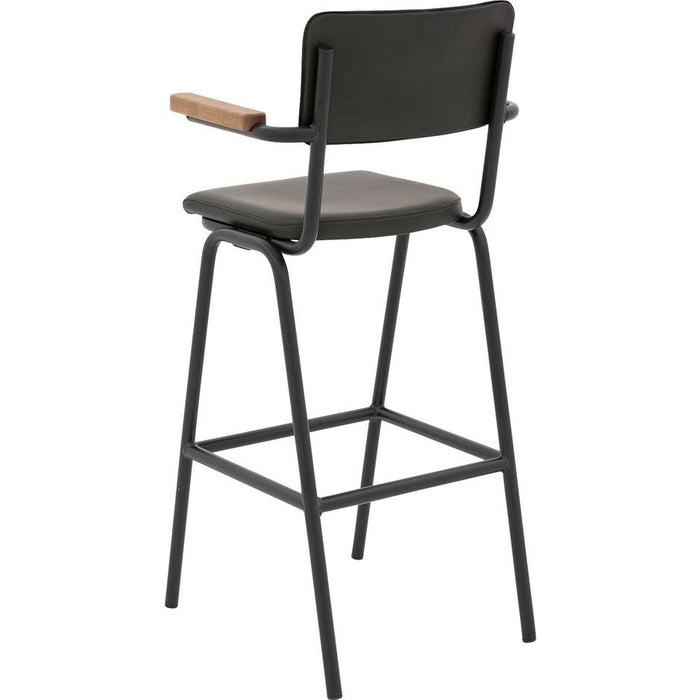 Goossens Barstoel Chaplin - groen Leder met armleuning