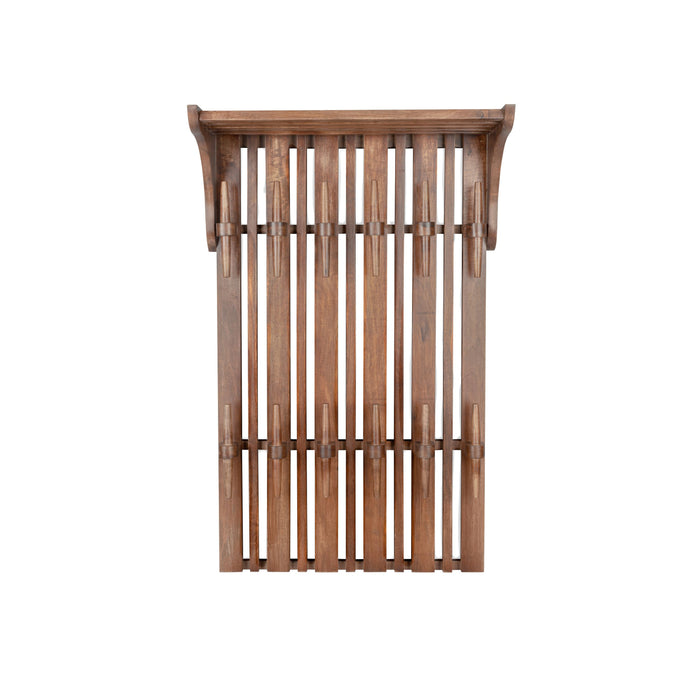 Dutchbone Jakub Wandkapstok met Plank Hout Walnoot Bruin