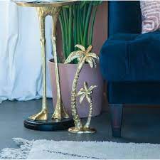 Furnilux - Decoratie item Sanka Palmboom goud metaal 18 x 14 x 40 cm