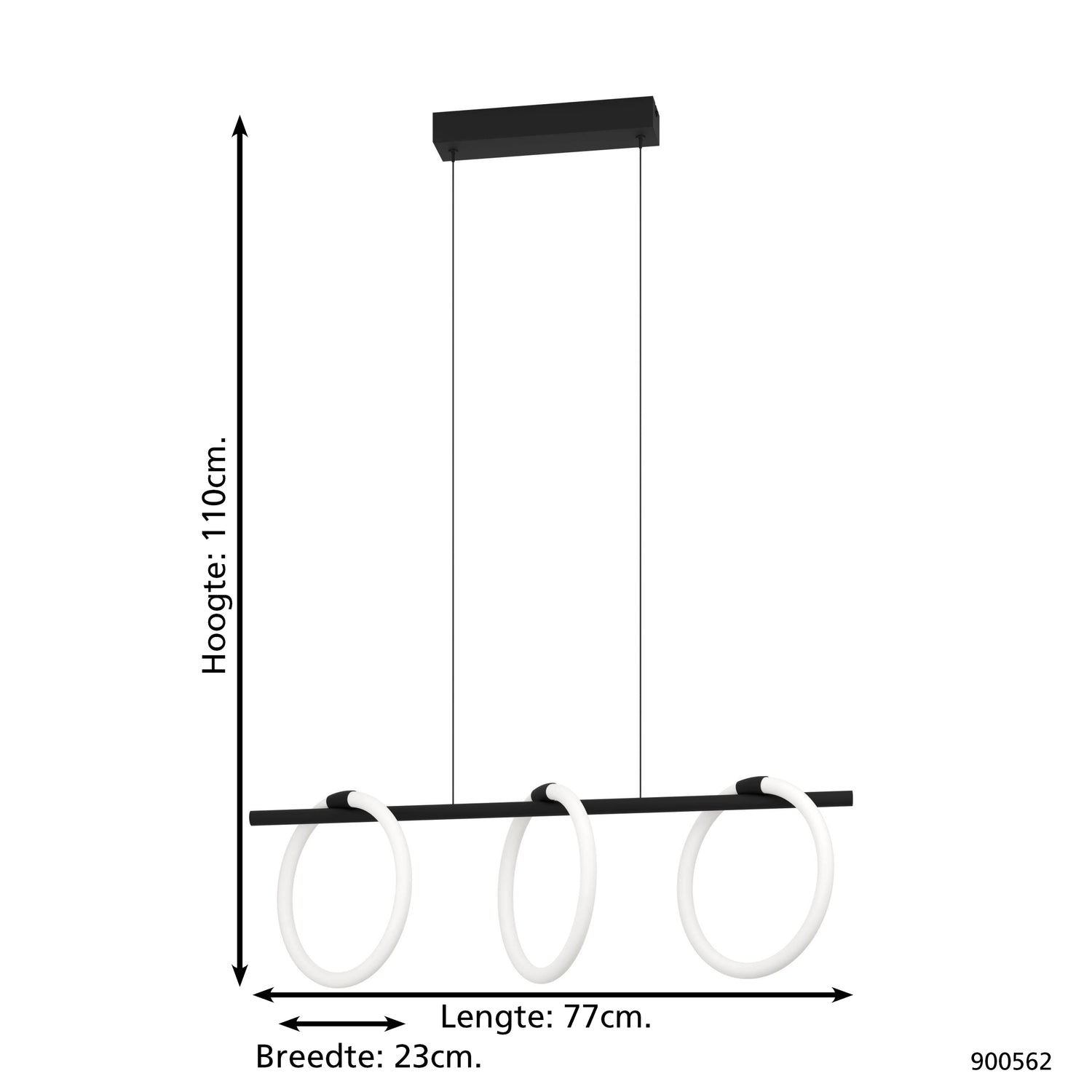 EGLO Caranacoa Hanglamp - LED - 78 cm - Zwart|Wit