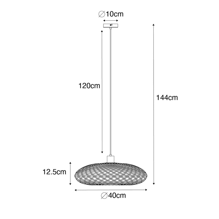 QAZQA Oosterse hanglamp zwart bamboe 40 cm - Ostrava
