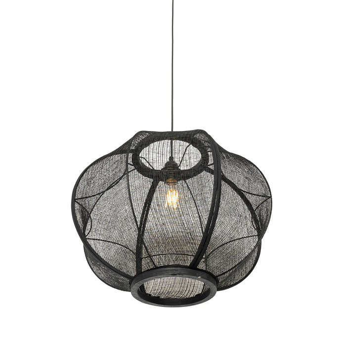 QAZQA Oosterse hanglamp zwart stof 48 cm - Rob