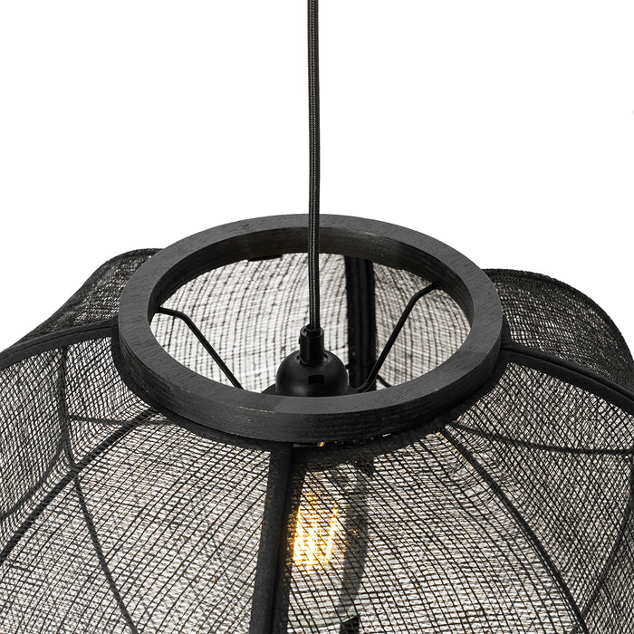 QAZQA Oosterse hanglamp zwart stof 48 cm - Rob
