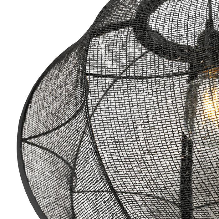 QAZQA Oosterse hanglamp zwart stof 48 cm - Rob